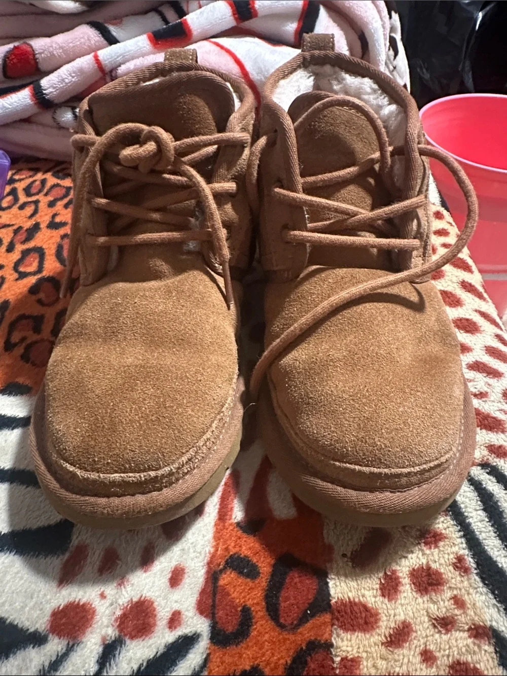 UGG Kids Chestnut Brown Suede Lace-Up Ankle Boots